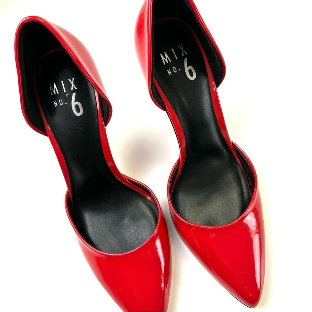Mix No 6 red patent heels Size 7.5 pointy toe pumps party cocktail - Picture 6 of 9